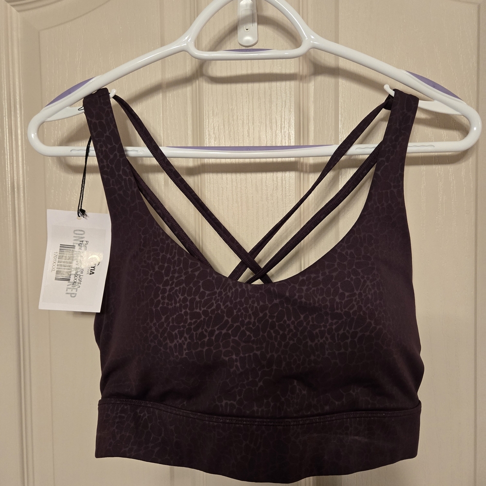 Zyia Light And Tight Sports Bra In Plum River Stone Print